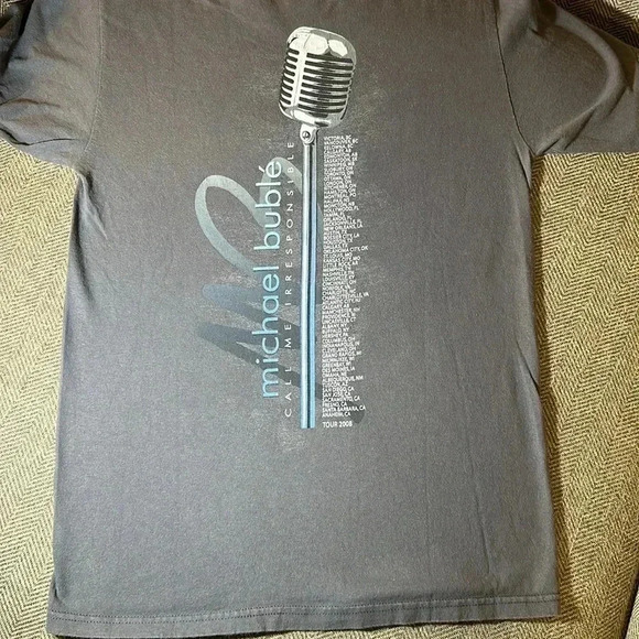 2008 Michael Bublé gray short sleeve t-shirt concert tour call me irresponsible - Picture 7 of 10